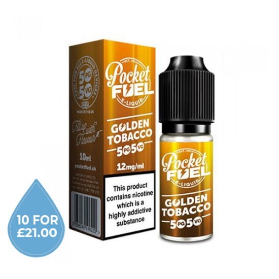 50/50 Pocket Fuel Golden Tobacco E-Liquid 10ml