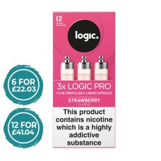 E-Lites Logic Pro Strawberry Capsules Refills 3 Pack LIQUIDS