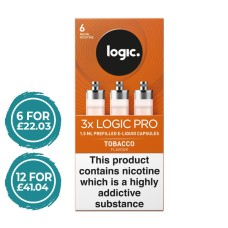 E-Lites Logic Pro Tobacco Capsules Refills 3 Pack LIQUIDS