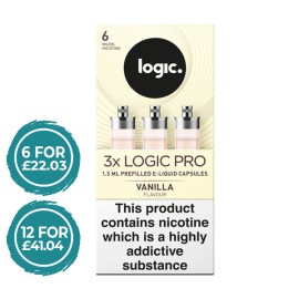 E-Lites Logic Pro White Vanilla Capsules Refills 3 Pack LIQUIDS