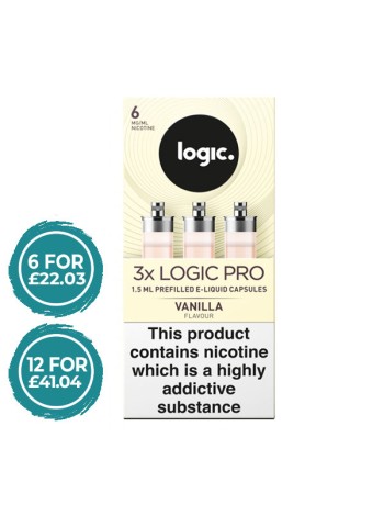 E-Lites Logic Pro White Vanilla Capsules Refills 3 Pack LIQUIDS