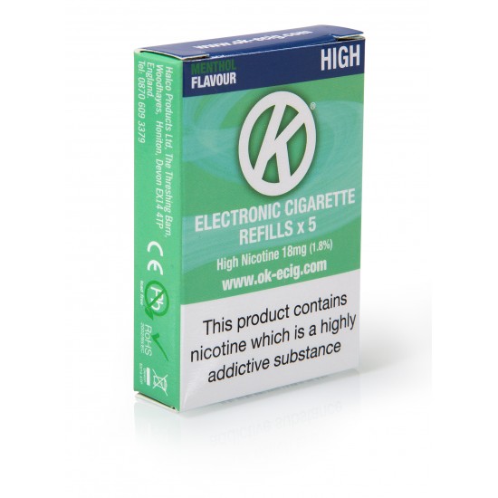 OK Menthol Cartomiser Cartridge Refills 5 Pack OK Menthol Cartomiser Cartridge Refills 5 Pack