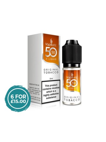 50/50 Original Tobacco E-Liquid 10ml TOBACCO